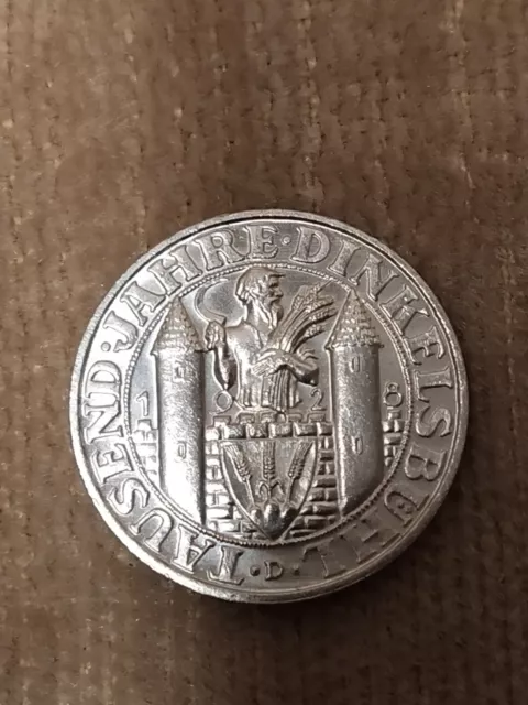 Weimarer Republik 3 Reichsmark 1928 D 1000 Jahre Dinkelsbühl Silber