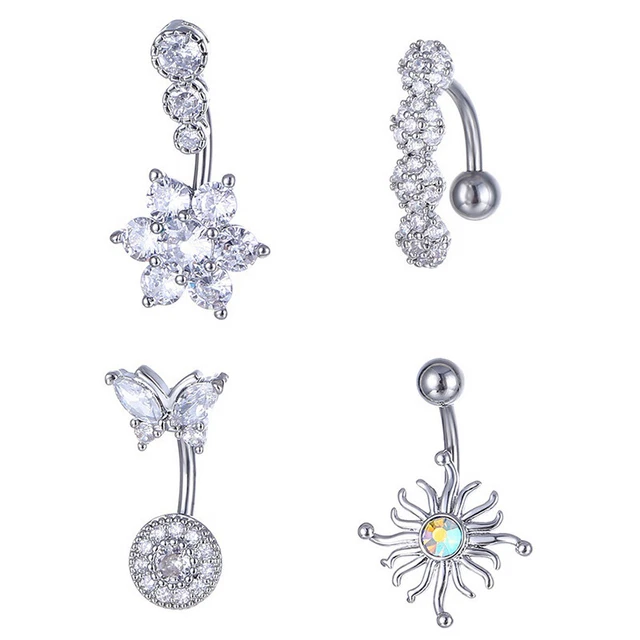 Anillo de cristal botón abdominal forma animal perforación abdominal anillo ombligo de acero inoxidable q