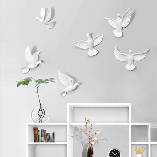 6 Stück 3D Harz Fliegende Möwe Vogel Figur Skulptur Wanddeko für Wohnzimmer