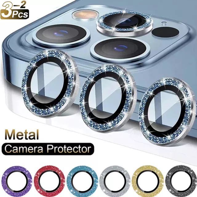 For iPhone 14 13 12 11 Pro Max Camera Lens Protector Tempered Glass Metal Rings