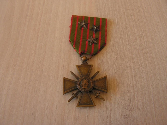 Original Ww1 French Croix De Guerre 1914-1917 Medal W/ Star Citations