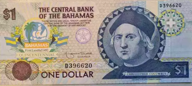 1992 Bahamas: $1 (Pick#50)