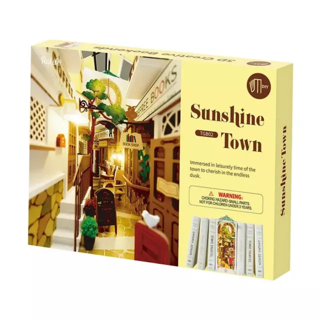 DIY 3D Book Nook Holzpuzzle Sunshine Town  Haus Kleine Gasse Holzbausatz TGB02