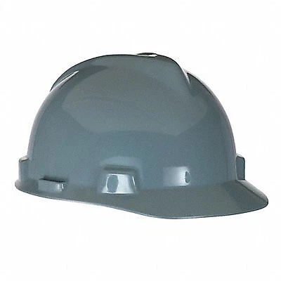 Hard Hat: Front Brim Head Protection, ANSI Classification Type 1, Class E, Gray,