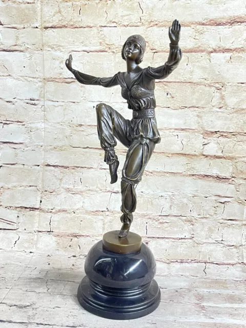 Art Deco Style Signed Pierre laurel Bronze Statue Sculpture Dancer Gypsy Decor