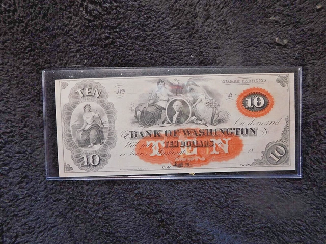 Unsigned /Undated $10 Bank of Washington, N.C. bank Note