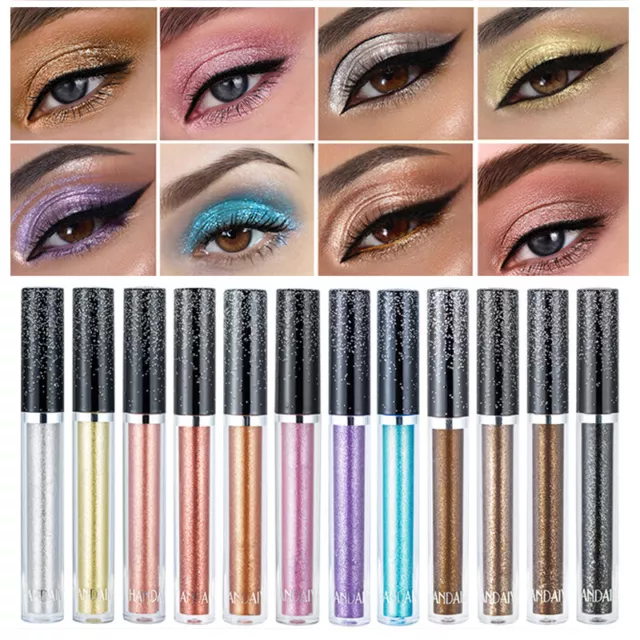 12Colors Liquido Ombretto Diamante Eye Liner Impermeabile Shimmer Glitter Trucco