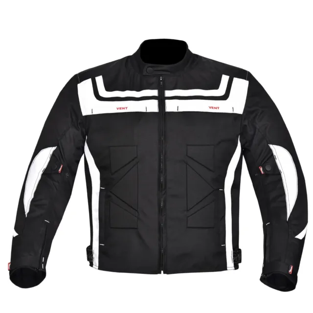 Men's Motorcycle Waterproof Cordura Textile Jacket Motorbike CE Armours White