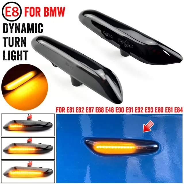 Dynamic LED Side Indicator Smoke Turn Signal Light For BMW E90 E92 E60 E61 E87 U