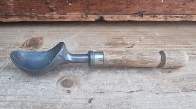 Vintage Aluminium Ice Cream Scoop With Wooden Handle