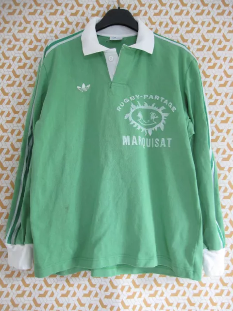 Maillot Adidas Rugby Partage Marquisat coton Ventex Vintage 80'S - 2 x 3 / M