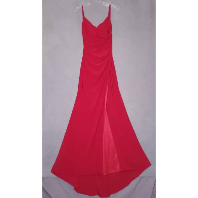 La Femme Womens Ball Gown Red Maxi Sweetheart Neck Spaghetti Strap Slit 4 New