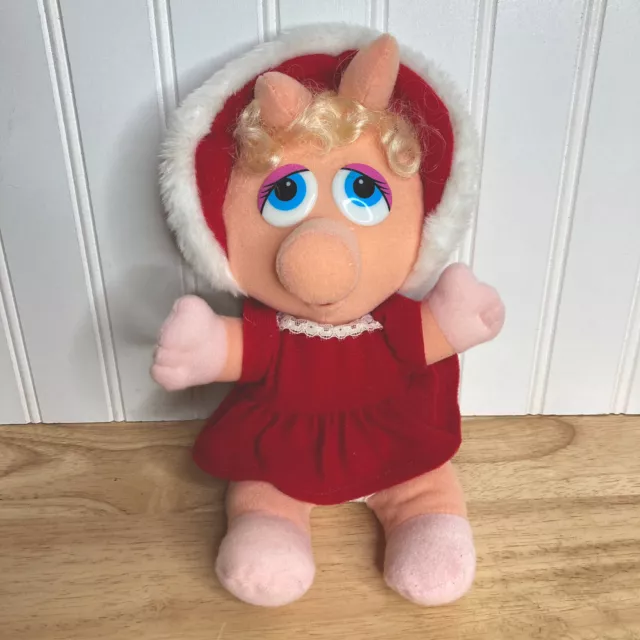 Baby Miss Piggy 1987 Plush Doll Stuffed Animal Henson Muppets Christmas Vintage