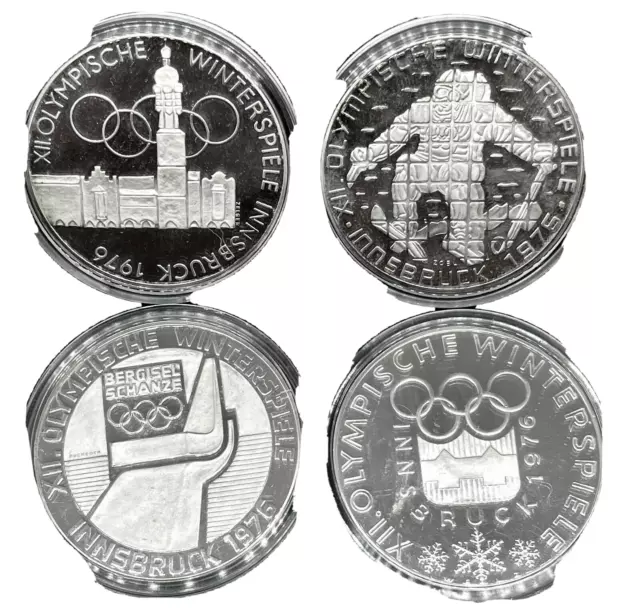 1976 Austria Gem BU 100 Shilling Olympics Silver Proof  4 Coin Set