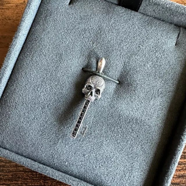 David Yurman Memento Mori Skull Key Pendant with Black Diamonds - FREE SHIPPING