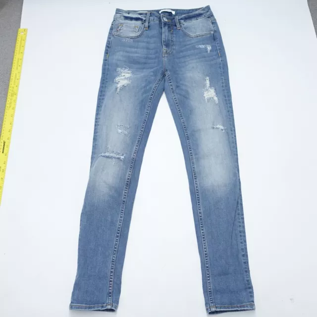 Vigoss Jeans Women's 25 Blue Cotton Stretch Distressed Denim Thompson Tomboy