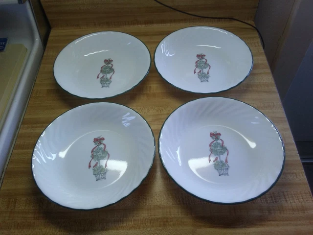 Corelle Christmas Callaway Holiday red ribbon wide pasta bowls
