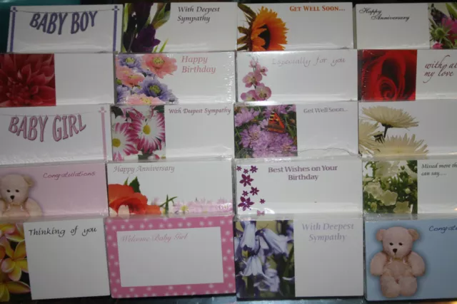 Pack 50 Florist Cards Anniversary Baby Funeral Get Well Birthday Sympathy Blank