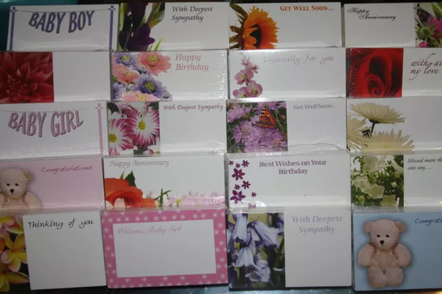 pack 50 florist cards anniversary / baby / funeral / get well / blank / birthday