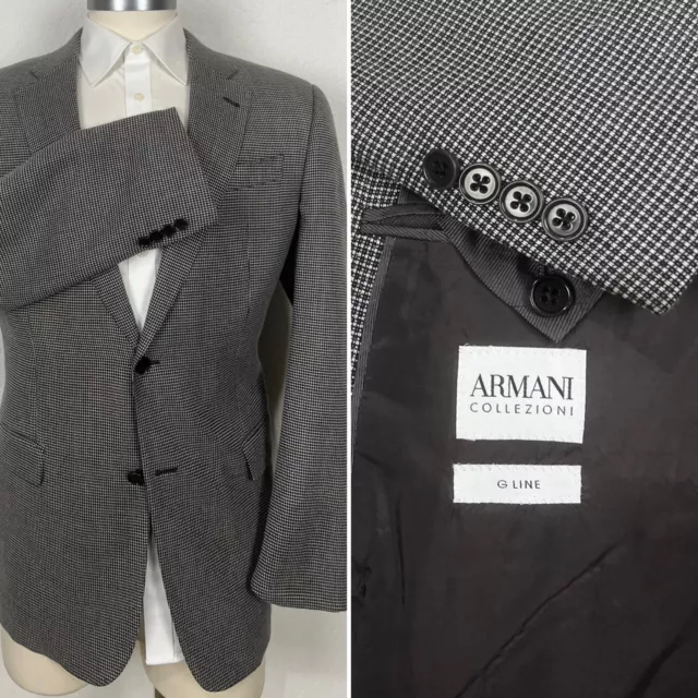 Armani Collezioni G-LINE Black & Gray Box Weave Wool Blend Blazer Sport Coat 44L