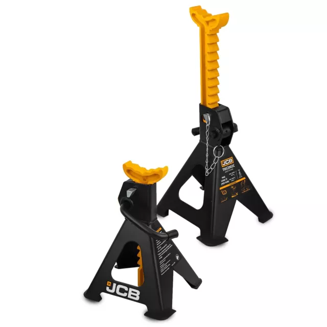 Axle Stand 2 Tonne Ton Car Jack Ratchet Heavy Duty Pair Of Stands JCB