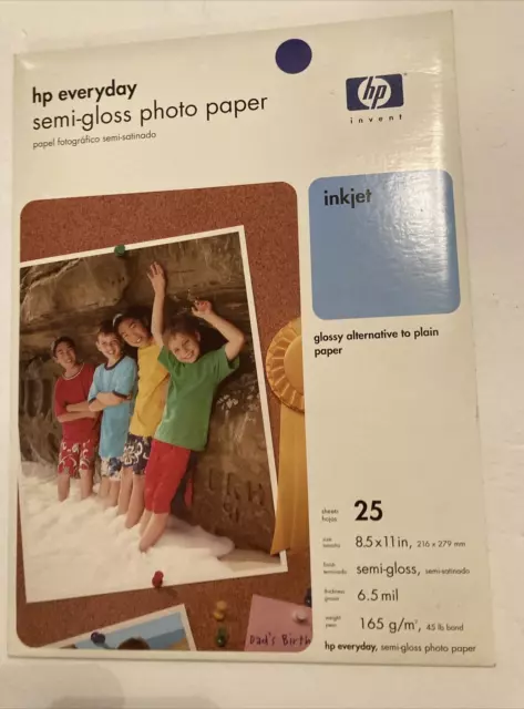 HP Everyday 8.5 x 11 Photo Paper, 25 Sheets Semi-Gloss Inkjet