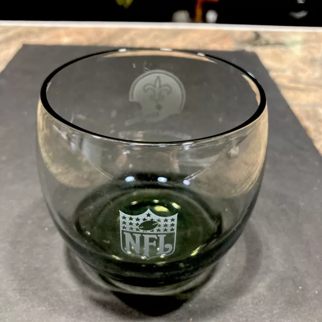 New Orleans Saints Glass NFL Roly Poly Cocktail Glass NFL Vintage