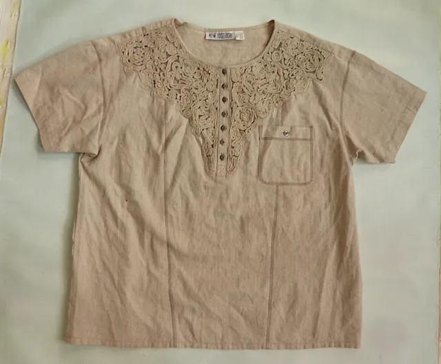 Together blouse brodée haut t-shirt chemise en lin et coton 46/48 neuve