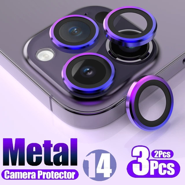 For iPhone 14 Pro Max,Plus Metal Ring Tempered Glass Camera Lens Protector Cover