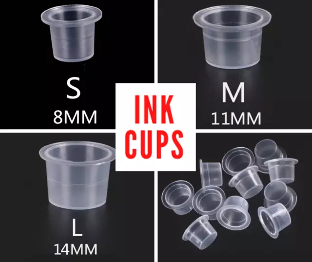 Ink Tattoo Cups Pigment microblading pots caps plastic makeup 10, 25 or 50pcs UK