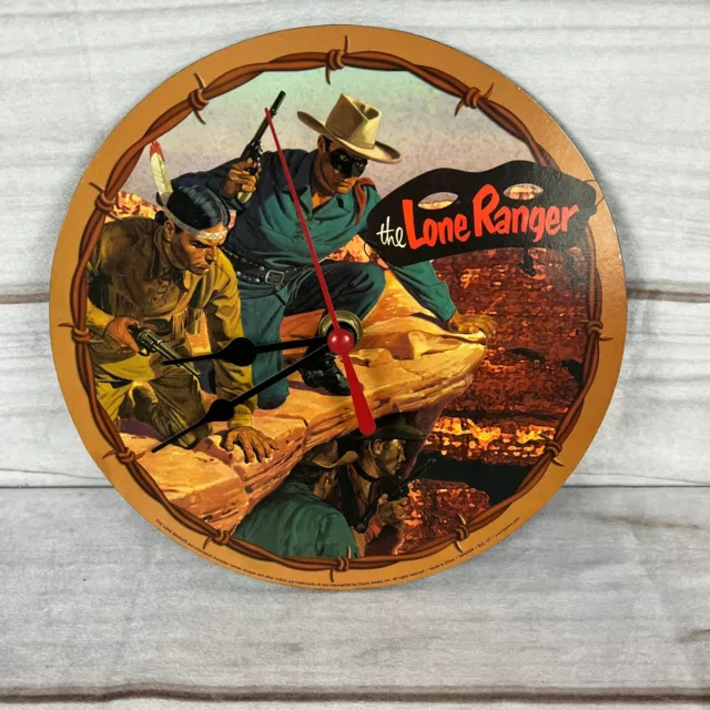 The Lone Ranger Wall Clock  7" Round Tonto Battery Operated Novelty TV