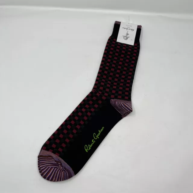 New NWT Men's Robert Graham Lanhan Socks Calf Length Peruvian Pima Cotton