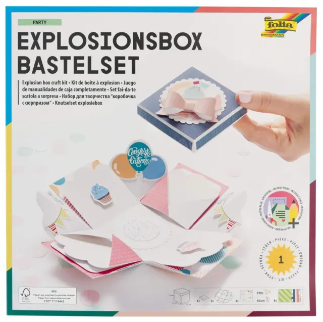 Folia Craft Set Explosion Party, Original Gift Box with pop-up Function, Approx.