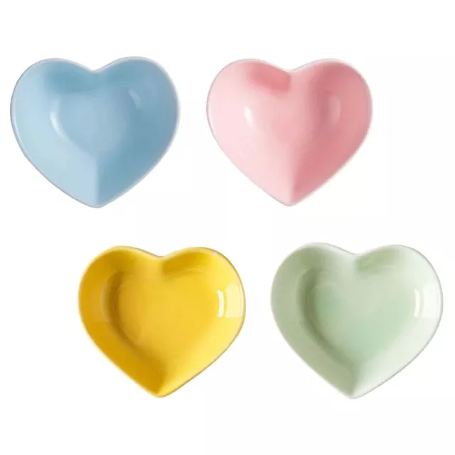 Ceramic Heart Dipping Bowls 4Pcs Love Sauce Dishes Japanese Side Dish