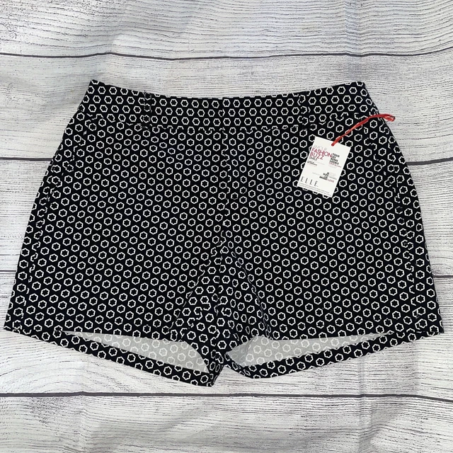 Elle Women's Shorts Black White Geometric Print  Size 6 NWT