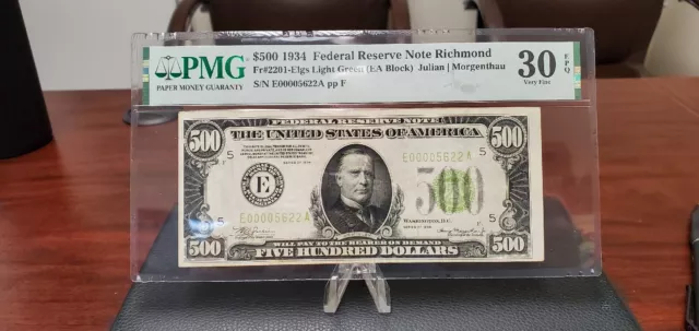 1934 $500 Federal Reserve Banknote Bill Vf30 EPQ PMG RICHMOND
