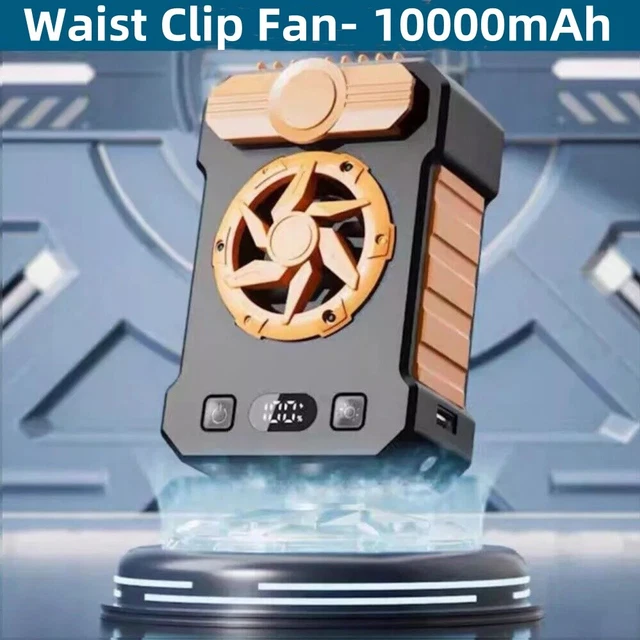10000MAH WAIST CLIP Fan Wearable Powerful Fan Portable Personal Body ...