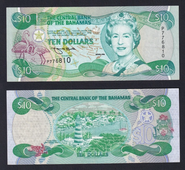 Bahamas 10 Dollars 1996 P 59a Spl XF+ A-03