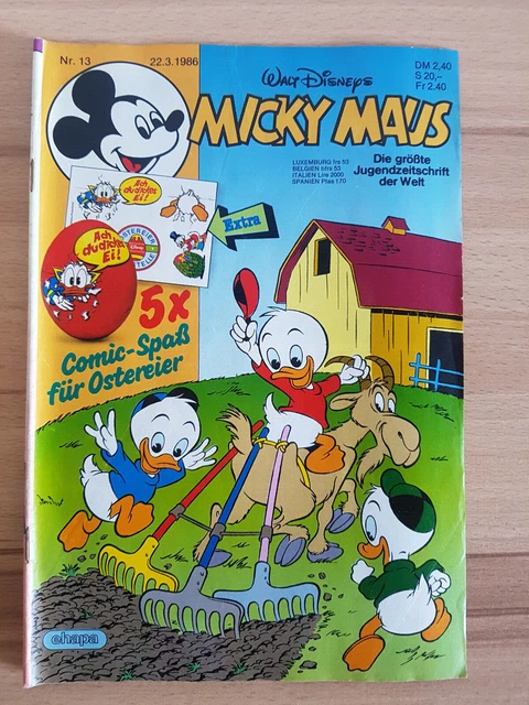 Micky Maus Comicheft Nr. 13 / 1986  mit Beilage Ostersticker