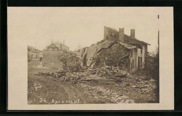 Photo-CPA Apremont, maisons en ruines