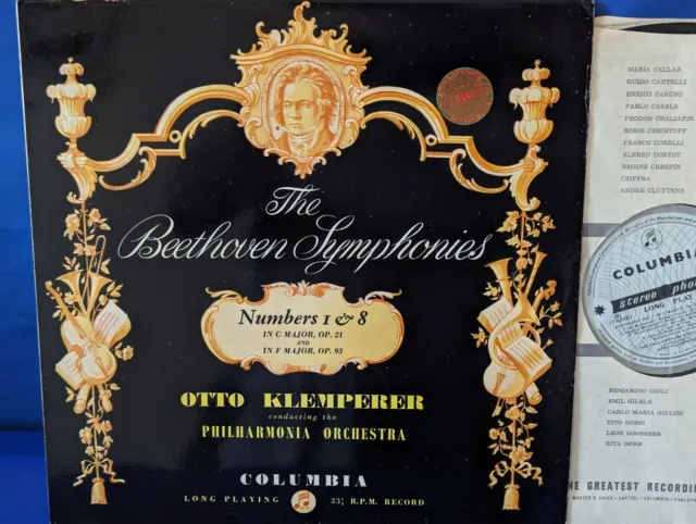 Columbia Sax 2318 *Blue/Silver* Klemperer* Beethoven Symphonies Nos. 1 & 8* Nm