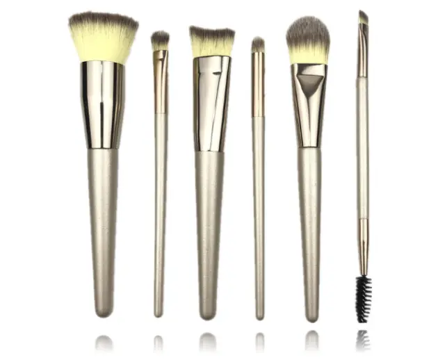 6Pcs/Sets Champagne Makeup Brushes Set For Foundation Powder Blush Eyeshadow