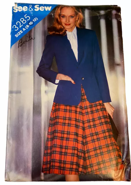 Butterick See & Sew 3285 Misses Jacket & Skirt Sewing Pattern Size 8-12