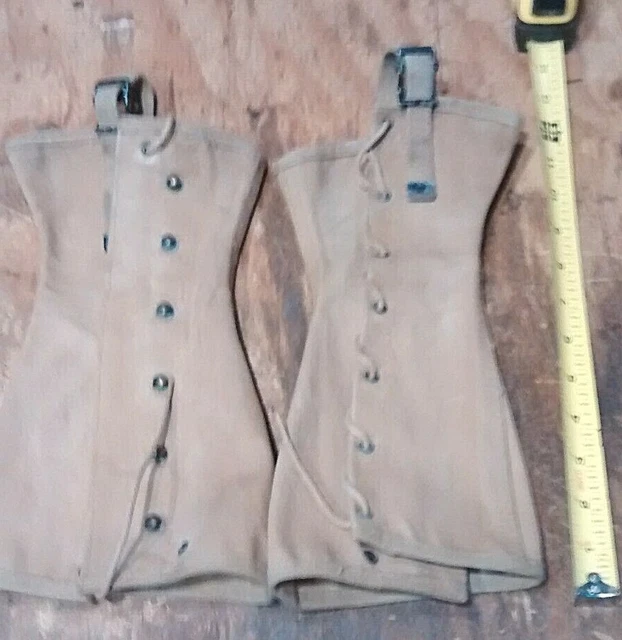 VINTAGE WWII US Army M1938 Canvas Military Spats Gaiters Boot Covers 1
