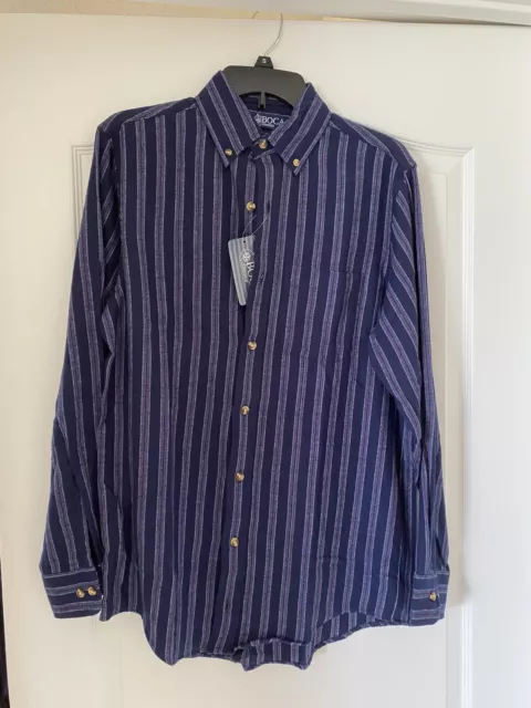 BOCA CLASSICS MEN'S Maroon Blue Grey Light Flannel Long Sleeve Shirt S ...