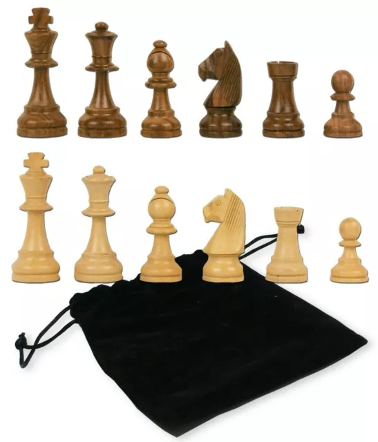 Wood Staunton Chessmen 3.7" King Tournament Size Hand Carved Indian Chess Pieces
