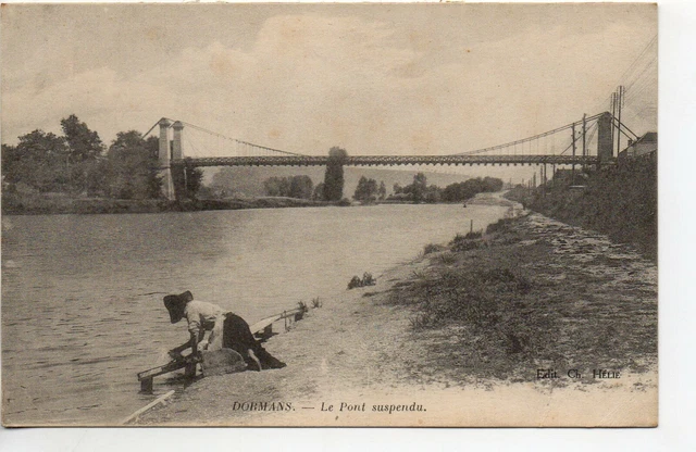 DORMANS - Marne - CPA 51 - lavandiere au pont suspendu