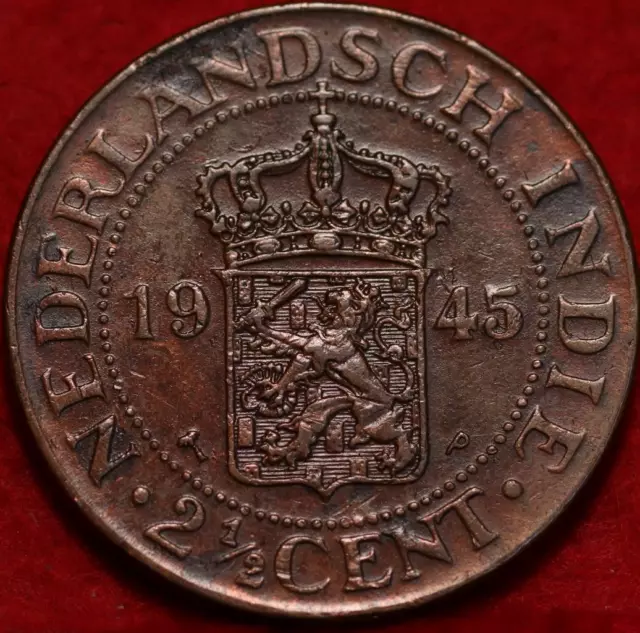 1945 Netherlands East Indies 2 1/2 Cents Foreign Coin