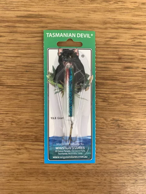 Tasmanian Devil Blue Bait No. 130 #130 13.5 Gram Lure Wigston’s Lures Bite Card