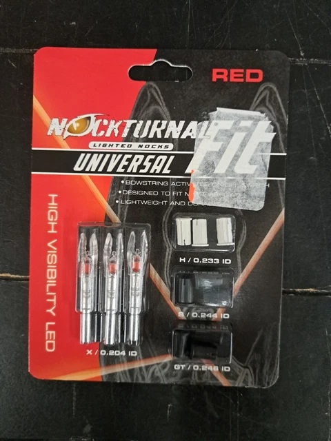 Nockturnal Universal Fit Red LED Lighted Nock 3 Pack NT-302
